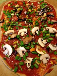 pizza with veggies