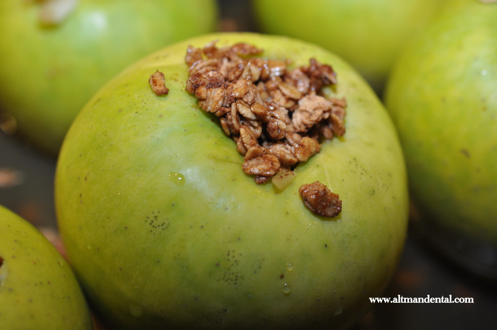 apple stuffed with nutty granola