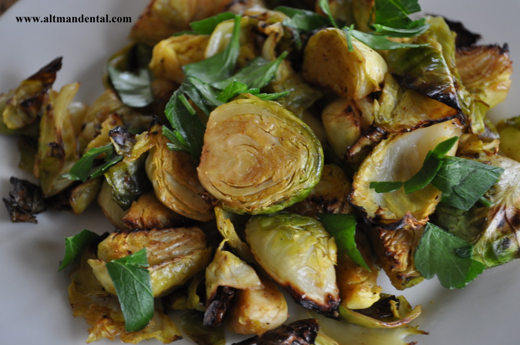 Roasted Balsamic Brussels Sprouts Plated Close