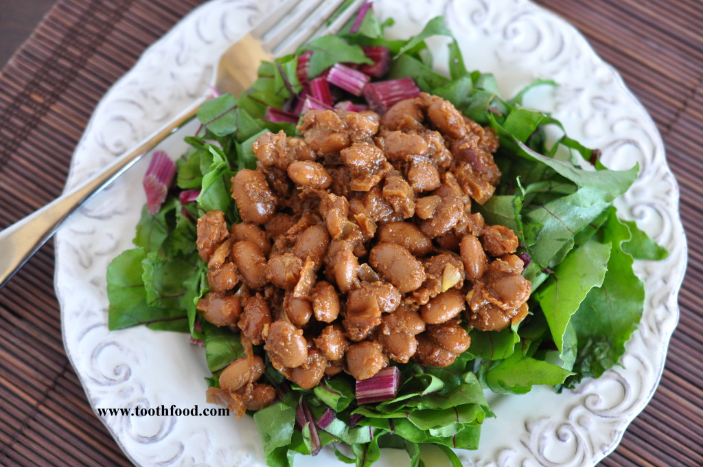 Tooth Food's Vegan BBQ Baked Beans and Greens