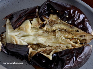 Roasted Eggplant Cut Open