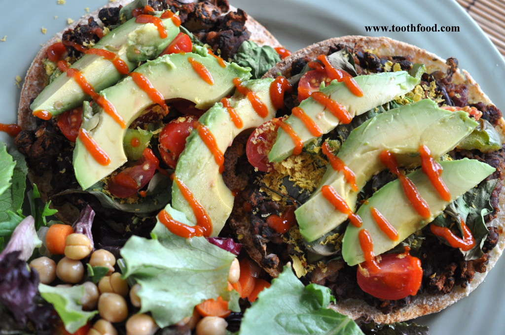 Vegan Mexican Pizzas Topped With Nutritional Yeast and Siracha