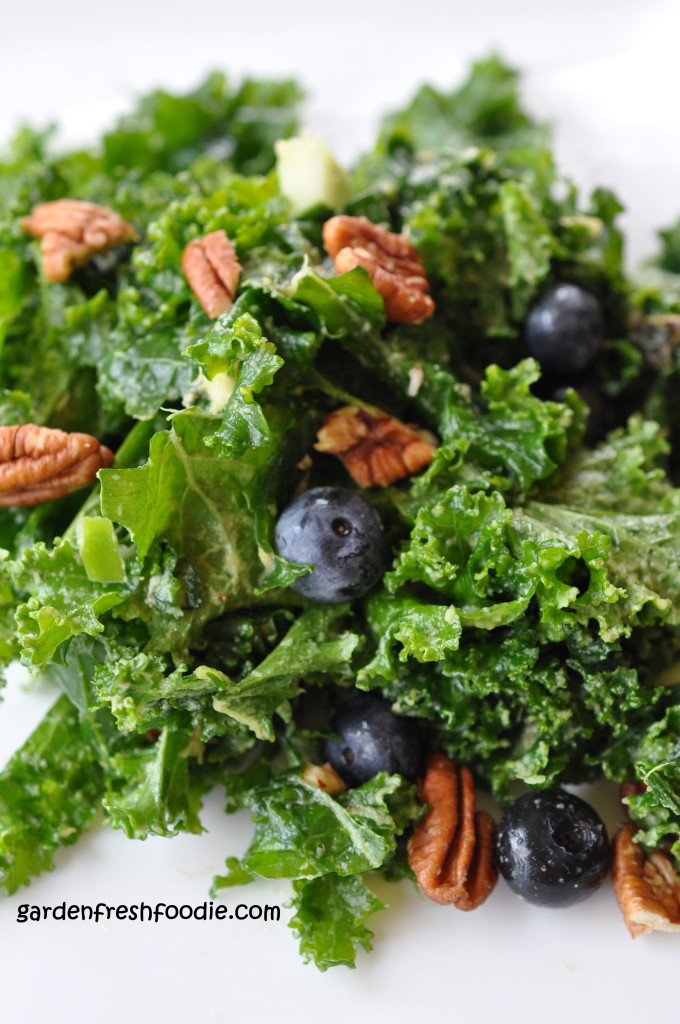 Creamy Kale Salad With Blueberries and Pecans