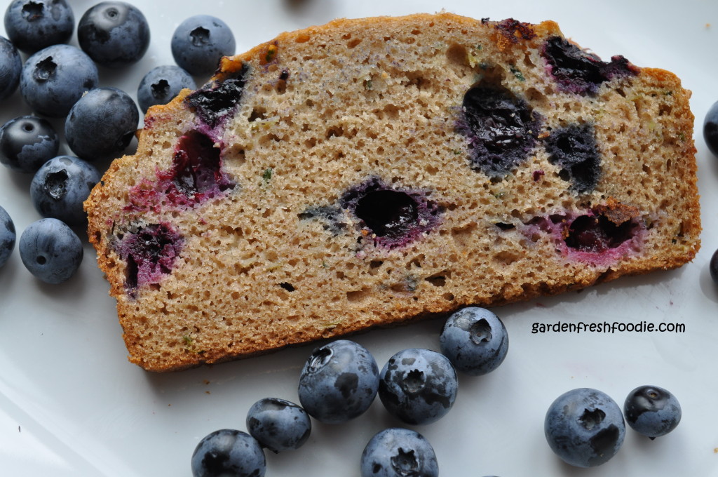 Slice of Blueberry Zucchini Bread With Blueberries