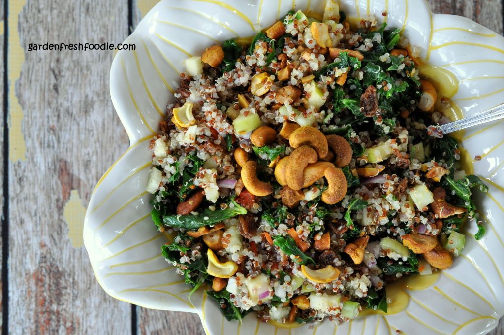 Quinoa Confetti Salad Topped With Curried Cashews
