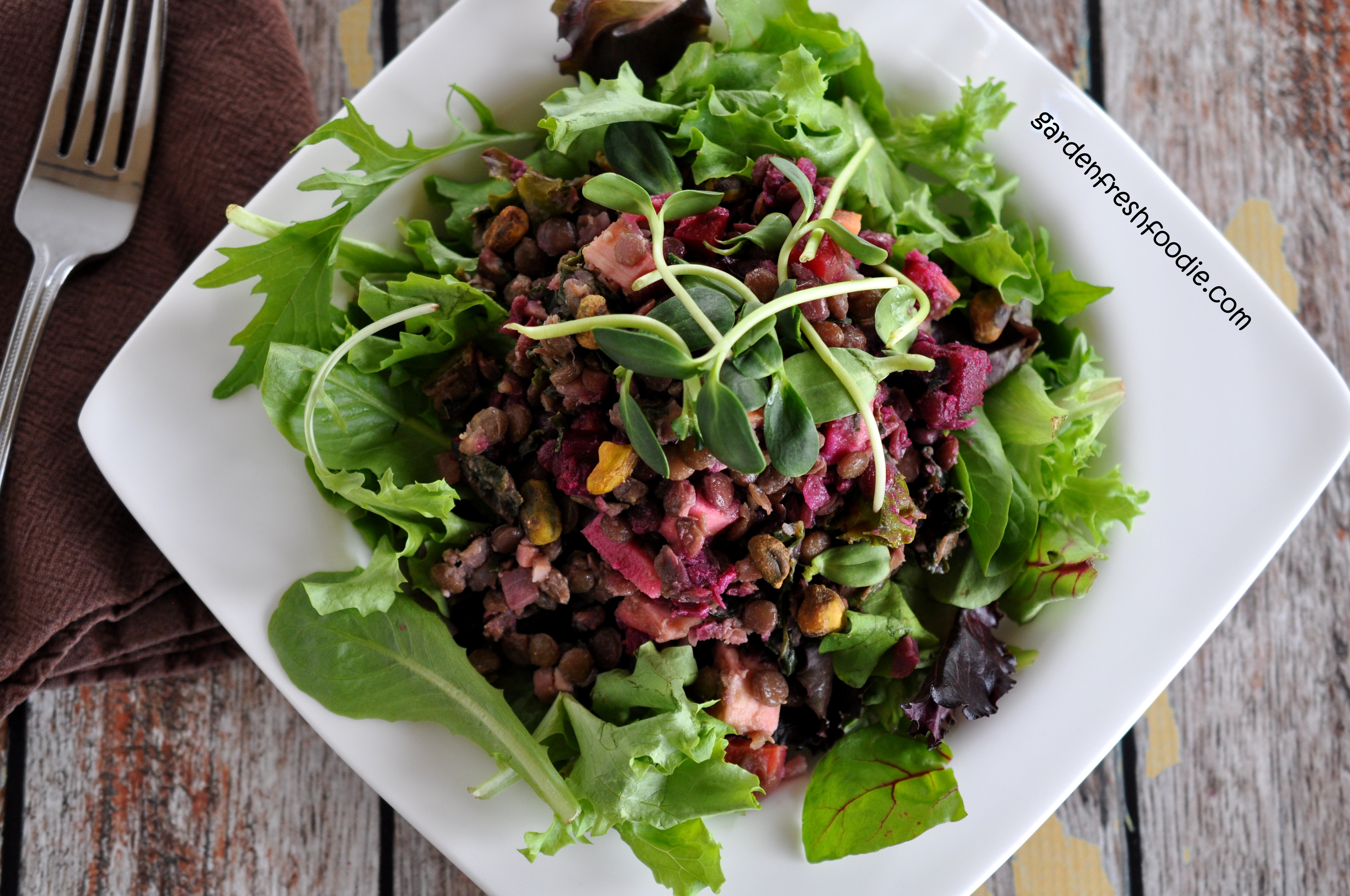 Miso Lentil Salad & Roasted Veggies | Garden Fresh Foodie
