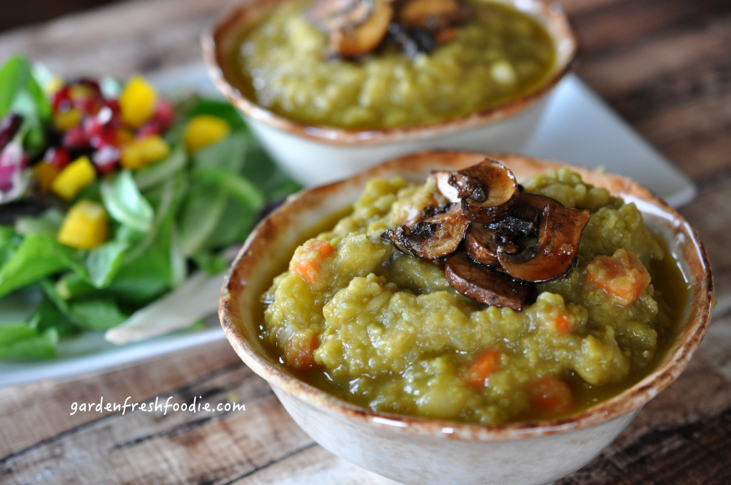 Split Pea Soup With Balsamic Mushrooms