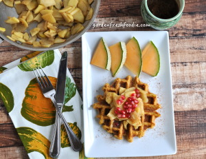 Vegan Pumpkin Waffles With Apple Topping