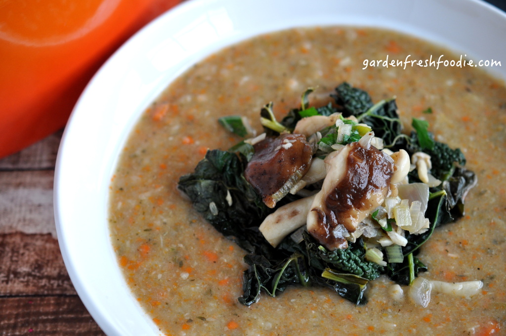 Creamy White Bean Soup With Garlicky Mushrooms and Kale
