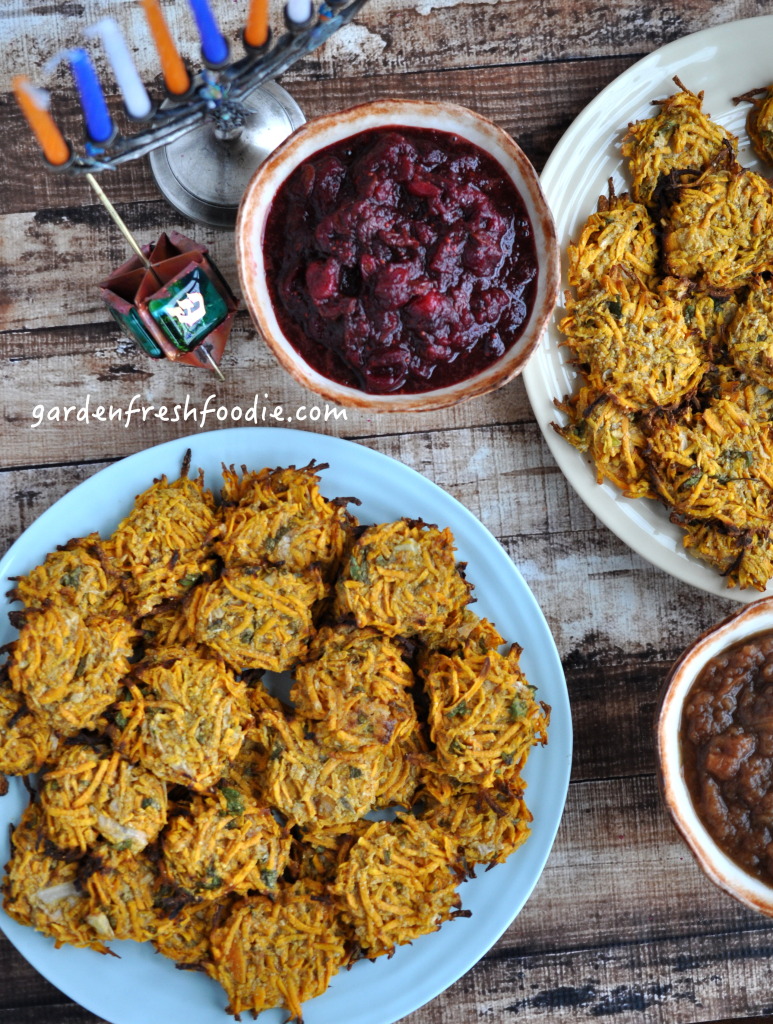 Indian Spiced Sweet Potato Latkes With Cranberry and Dried Cherry Sauce