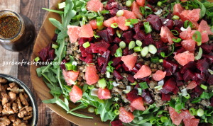Platter of Winter Lentil Salad With Oil Free Balsamic Vinaigrette With Maple Walnuts