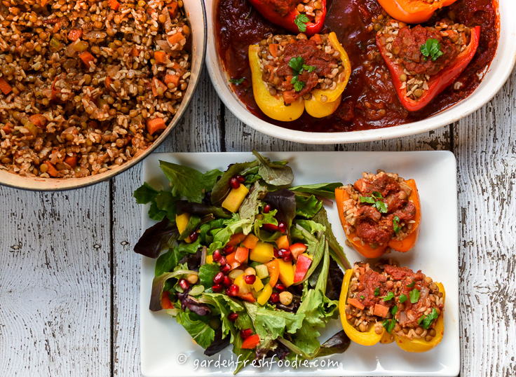 Italian Stuffed Peppers With Lentil Stew