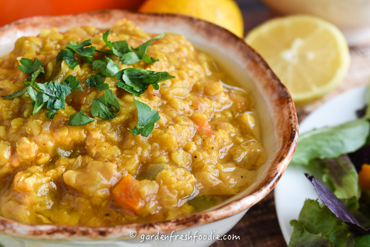 Up Close View of Spicy Red Lentil Soup