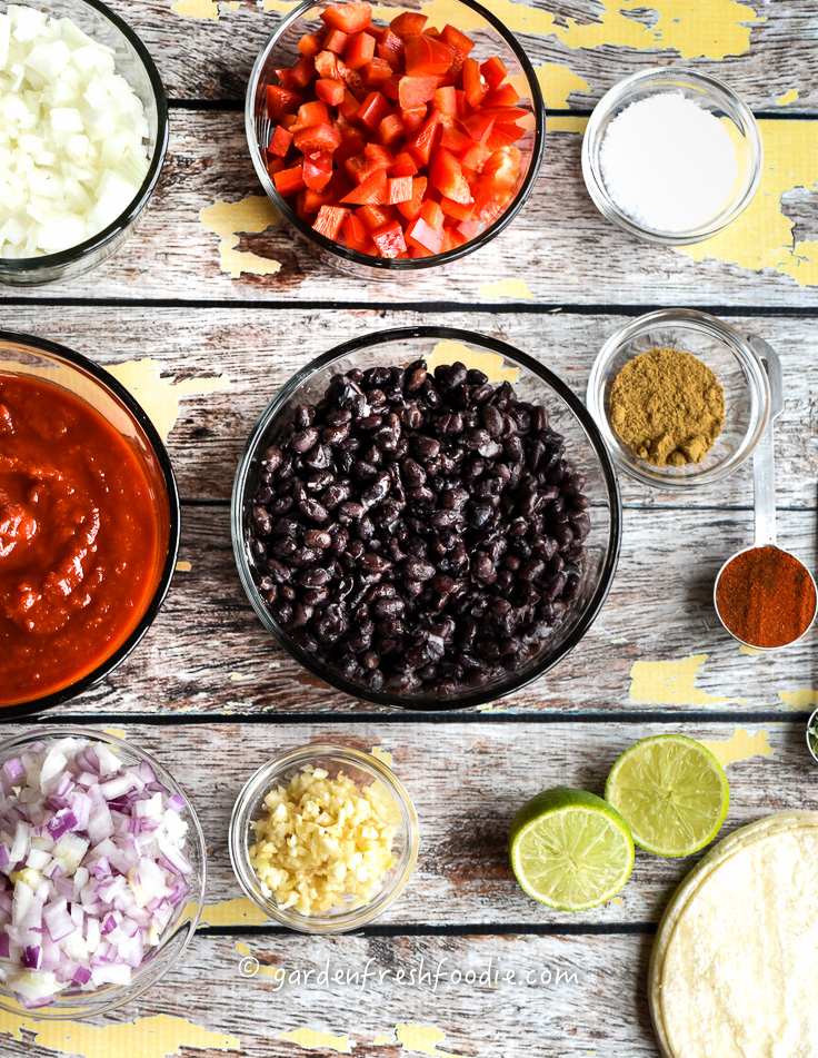 Black Bean Enchiladas Mise En Place