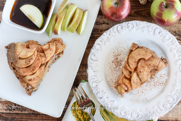 Overhead of Slice of Plant-Based Gluten Free Apple Spice Cake