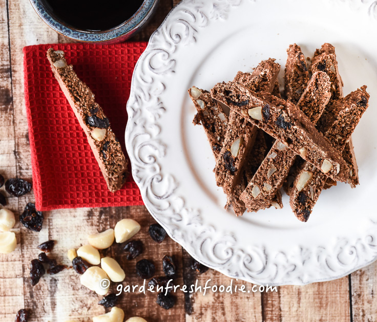 Gluten Free Chocolate Macadamia Nut Biscotti