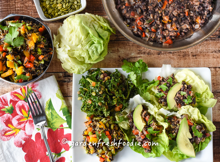 Black Bean Tacos and Rainbow Rice Salad Dinner