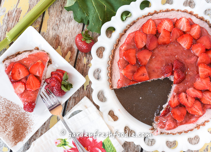 Slice of Strawberry Rhubarb Cream Tart