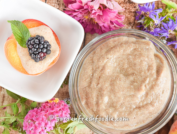 Whipped Pear Topping With Cider Poached Peach