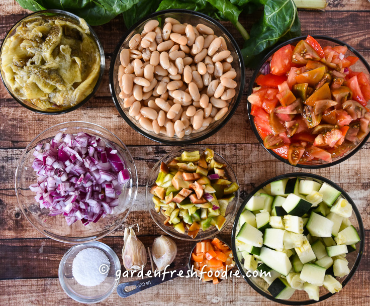 Eggplant and White Bean Ragu Mise En Place