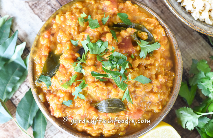 Overhead of Oil Free Red Lentil Daal